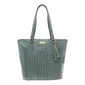 Brahmin NWOT Medium Asher Tote Melbourne Jasper Blue Crocodile Print Leather
